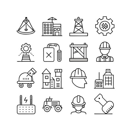 Construction and Engineering Icon Set Collection Vector for UI Documents Websites and Mobile Applicationsのイラスト素材
