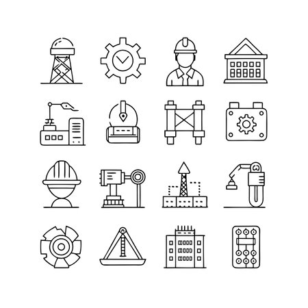 Construction and Engineering Icon Set Collection Vector for UI Documents Websites and Mobile Applicationsのイラスト素材