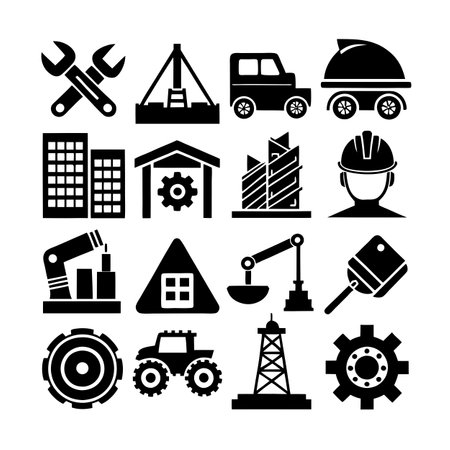 Construction and Engineering Icon Set Collection Vector for UI Documents Websites and Mobile Applicationsのイラスト素材
