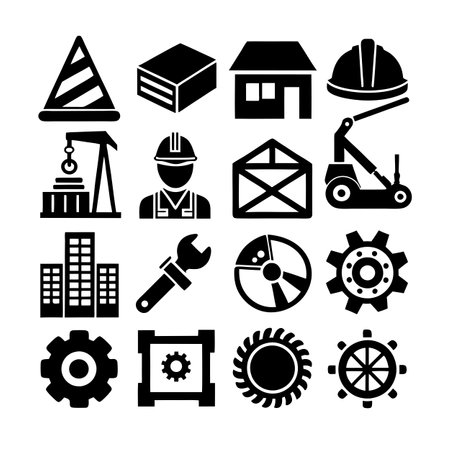 Construction and Engineering Icon Set Collection Vector for UI Documents Websites and Mobile Applicationsのイラスト素材