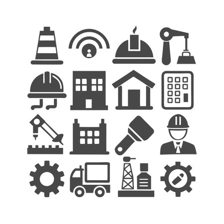 Construction and Engineering Icon Set Collection Vector for UI Documents Websites and Mobile Applicationsのイラスト素材