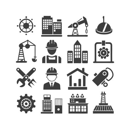 Construction and Engineering Icon Set Collection Vector for UI Documents Websites and Mobile Applicationsのイラスト素材