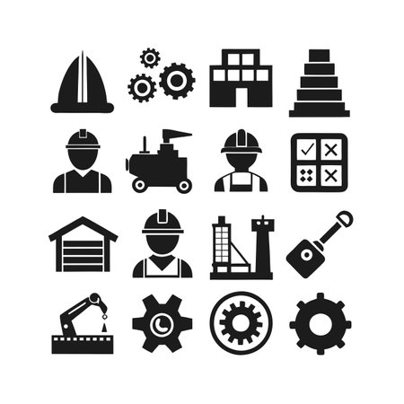 Construction and Engineering Icon Set Collection Vector for UI Documents Websites and Mobile Applicationsのイラスト素材