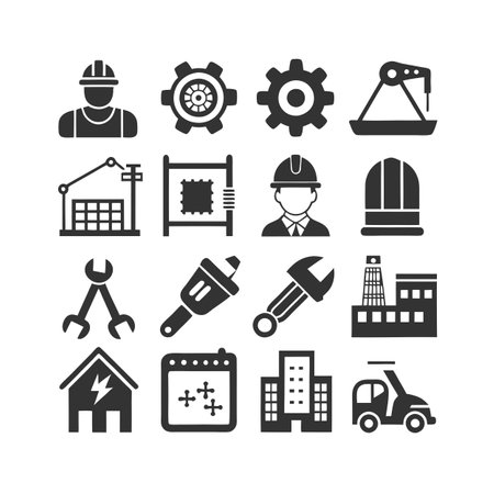Construction and Engineering Icon Set Collection Vector for UI Documents Websites and Mobile Applicationsのイラスト素材