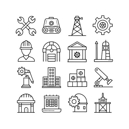 Construction and Engineering Icon Set Collection Vector for UI Documents Websites and Mobile Applicationsのイラスト素材