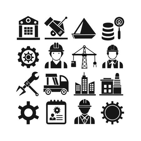 Construction and Engineering Icon Set Collection Vector for UI Documents Websites and Mobile Applicationsのイラスト素材