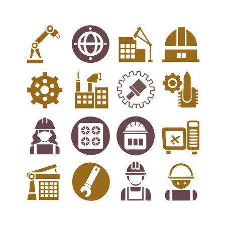 Construction and Engineering Icon Set Collection Vector for UI Documents Websites and Mobile Applicationsのイラスト素材
