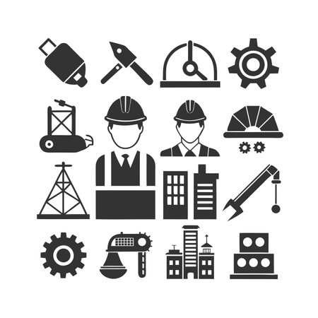 Construction and Engineering Icon Set Collection Vector for UI Documents Websites and Mobile Applicationsのイラスト素材