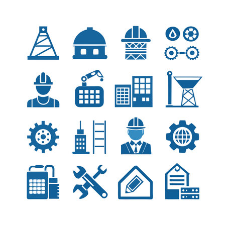 Construction and Engineering Icon Set Collection Vector for UI Documents Websites and Mobile Applicationsのイラスト素材