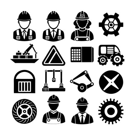 Construction and Engineering Icon Set Collection Vector for UI Documents Websites and Mobile Applicationsのイラスト素材