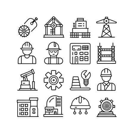 Construction and Engineering Icon Set Collection Vector for UI Documents Websites and Mobile Applicationsのイラスト素材