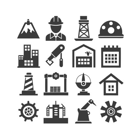 Construction and Engineering Icon Set Collection Vector for UI Documents Websites and Mobile Applicationsのイラスト素材