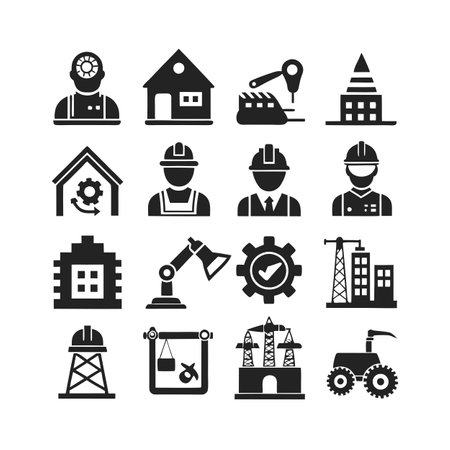 Construction and Engineering Icon Set Collection Vector for UI Documents Websites and Mobile Applicationsのイラスト素材