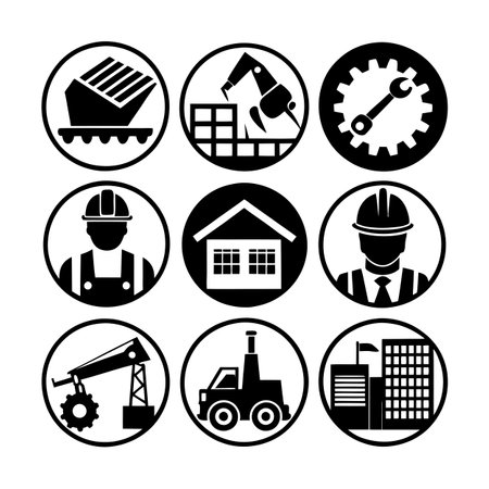 Construction and Engineering Icon Set Collection Vector for UI Documents Websites and Mobile Applicationsのイラスト素材