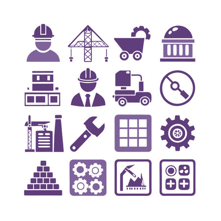 Construction and Engineering Icon Set Collection Vector for UI Documents Websites and Mobile Applicationsのイラスト素材
