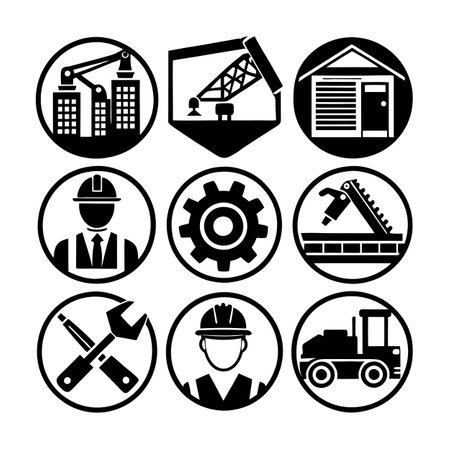 Construction and Engineering Icon Set Collection Vector for UI Documents Websites and Mobile Applicationsのイラスト素材