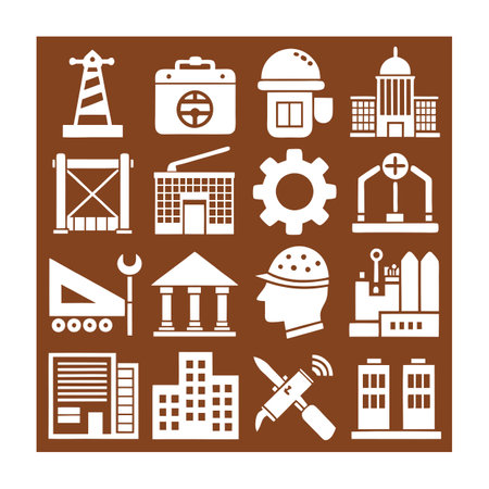 Construction and Engineering Icon Set Collection Vector for UI Documents Websites and Mobile Applicationsのイラスト素材