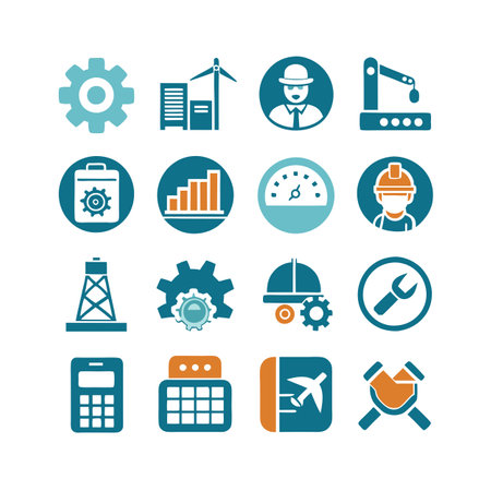 Construction and Engineering Icon Set Collection Vector for UI Documents Websites and Mobile Applicationsのイラスト素材
