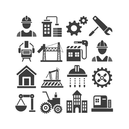 Construction and Engineering Icon Set Collection Vector for UI Documents Websites and Mobile Applicationsのイラスト素材
