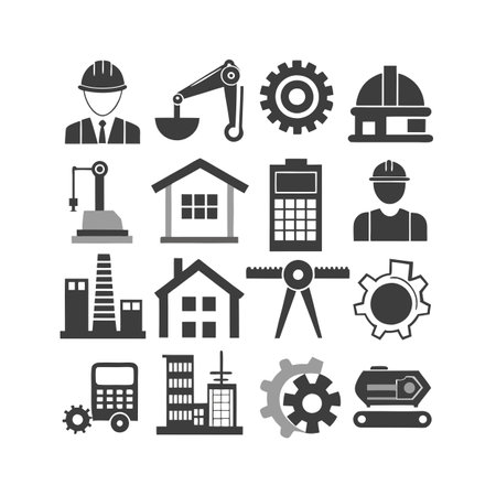 Construction and Engineering Icon Set Collection Vector for UI Documents Websites and Mobile Applicationsのイラスト素材