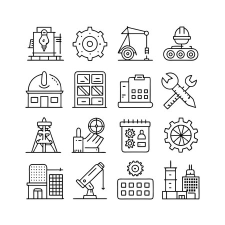 Construction and Engineering Icon Set Collection Vector for UI Documents Websites and Mobile Applicationsのイラスト素材