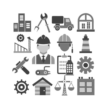 Construction and Engineering Icon Set Collection Vector for UI Documents Websites and Mobile Applicationsのイラスト素材