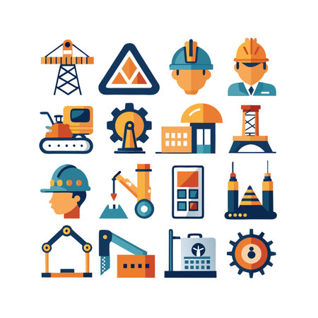 Construction and Engineering Icon Set Collection Vector for UI Documents Websites and Mobile Applicationsのイラスト素材