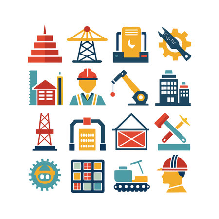 Construction and Engineering Icon Set Collection Vector for UI Documents Websites and Mobile Applicationsのイラスト素材