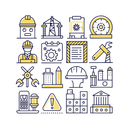 Construction and Engineering Icon Set Collection Vector for UI Documents Websites and Mobile Applicationsのイラスト素材