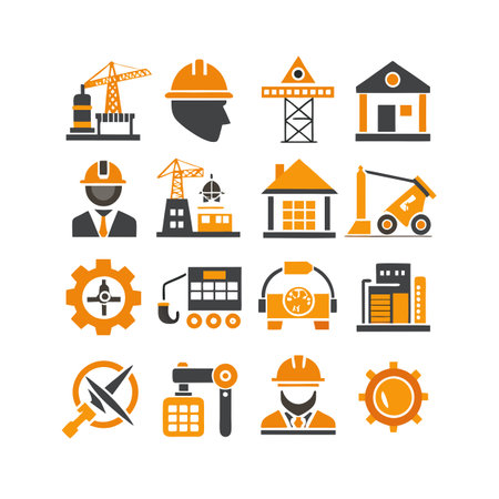 Construction and Engineering Icon Set Collection Vector for UI Documents Websites and Mobile Applicationsのイラスト素材