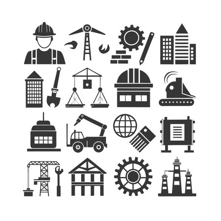 Construction and Engineering Icon Set Collection Vector for UI Documents Websites and Mobile Applicationsのイラスト素材