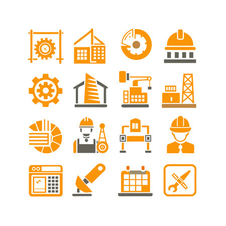 Construction and Engineering Icon Set Collection Vector for UI Documents Websites and Mobile Applicationsのイラスト素材