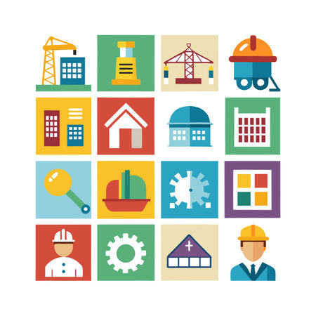 Construction and Engineering Icon Set Collection Vector for UI Documents Websites and Mobile Applicationsのイラスト素材