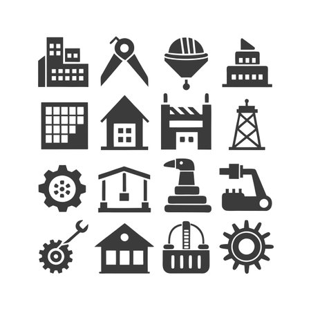 Construction and Engineering Icon Set Collection Vector for UI Documents Websites and Mobile Applicationsのイラスト素材