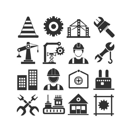 Construction and Engineering Icon Set Collection Vector for UI Documents Websites and Mobile Applicationsのイラスト素材