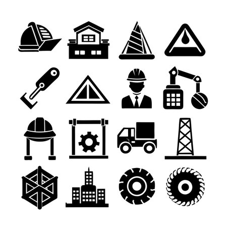 Construction and Engineering Icon Set Collection Vector for UI Documents Websites and Mobile Applicationsのイラスト素材