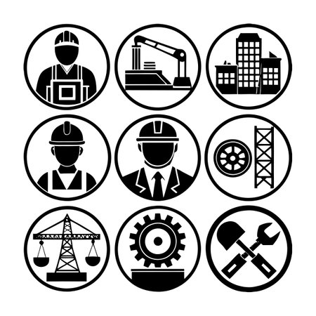 Construction and Engineering Icon Set Collection Vector for UI Documents Websites and Mobile Applicationsのイラスト素材