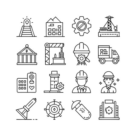 Construction and Engineering Icon Set Collection Vector for UI Documents Websites and Mobile Applicationsのイラスト素材
