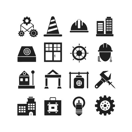 Construction and Engineering Icon Set Collection Vector for UI Documents Websites and Mobile Applicationsのイラスト素材