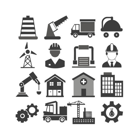 Construction and Engineering Icon Set Collection Vector for UI Documents Websites and Mobile Applicationsのイラスト素材