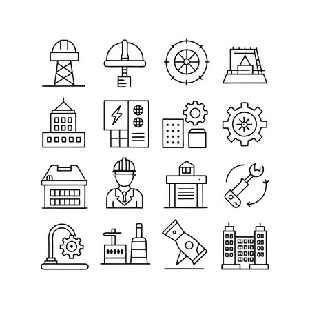 Construction and Engineering Icon Set Collection Vector for UI Documents Websites and Mobile Applicationsのイラスト素材