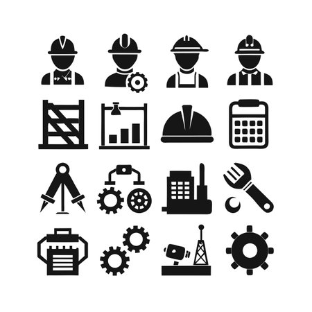 Construction and Engineering Icon Set Collection Vector for UI Documents Websites and Mobile Applicationsのイラスト素材
