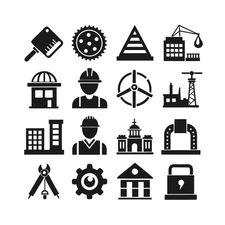 Construction and Engineering Icon Set Collection Vector for UI Documents Websites and Mobile Applicationsのイラスト素材