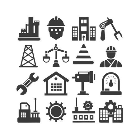 Construction and Engineering Icon Set Collection Vector for UI Documents Websites and Mobile Applicationsのイラスト素材