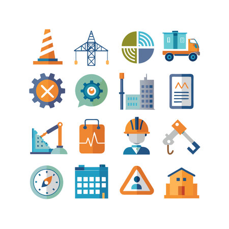 Construction and Engineering Icon Set Collection Vector for UI Documents Websites and Mobile Applicationsのイラスト素材