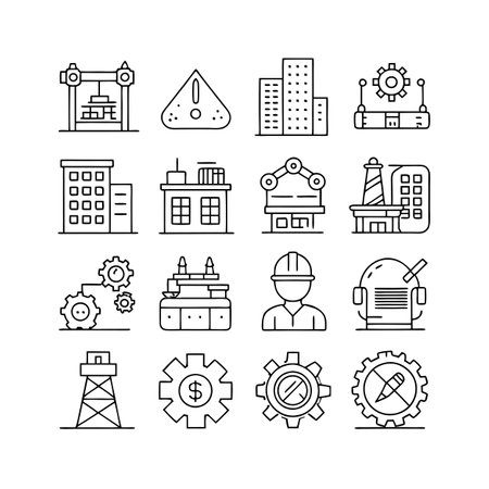Construction and Engineering Icon Set Collection Vector for UI Documents Websites and Mobile Applicationsのイラスト素材