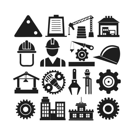 Construction and Engineering Icon Set Collection Vector for UI Documents Websites and Mobile Applicationsのイラスト素材