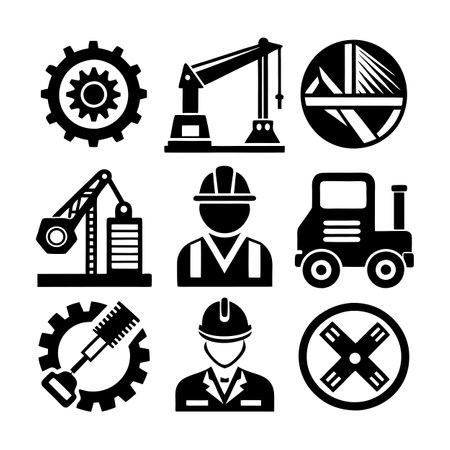 Construction and Engineering Icon Set Collection Vector for UI Documents Websites and Mobile Applicationsのイラスト素材