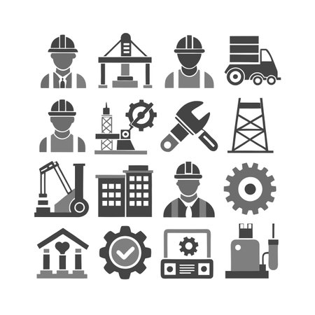 Construction and Engineering Icon Set Collection Vector for UI Documents Websites and Mobile Applicationsのイラスト素材