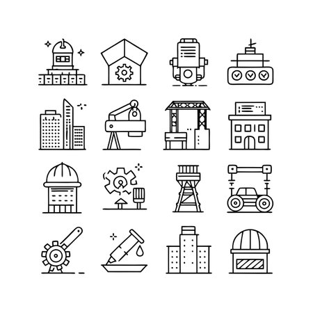 Construction and Engineering Icon Set Collection Vector for UI Documents Websites and Mobile Applicationsのイラスト素材